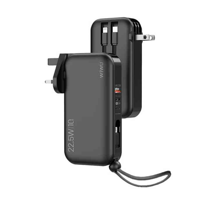 Wiwu 3 in 1 Quick wall charger & power bank 10000mah with cables